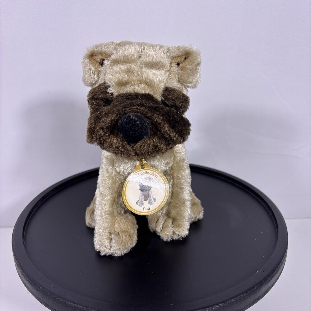 Vintage Golden Bear Pug Plush 2001 Collection Stuffed Dog Toy 8” EUC w/ Tag